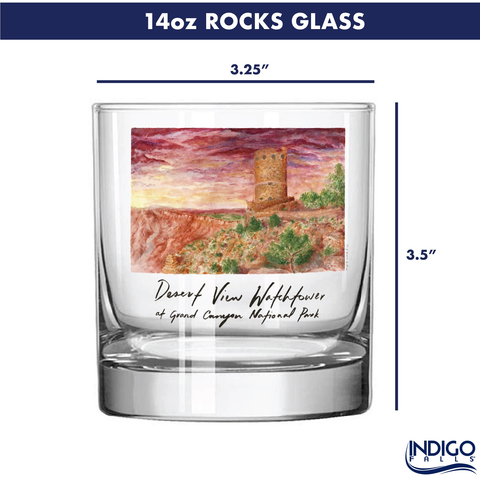 14oz Grand Canyon National Park 2-Pack Rock Glass Set by Laura Wilcox
