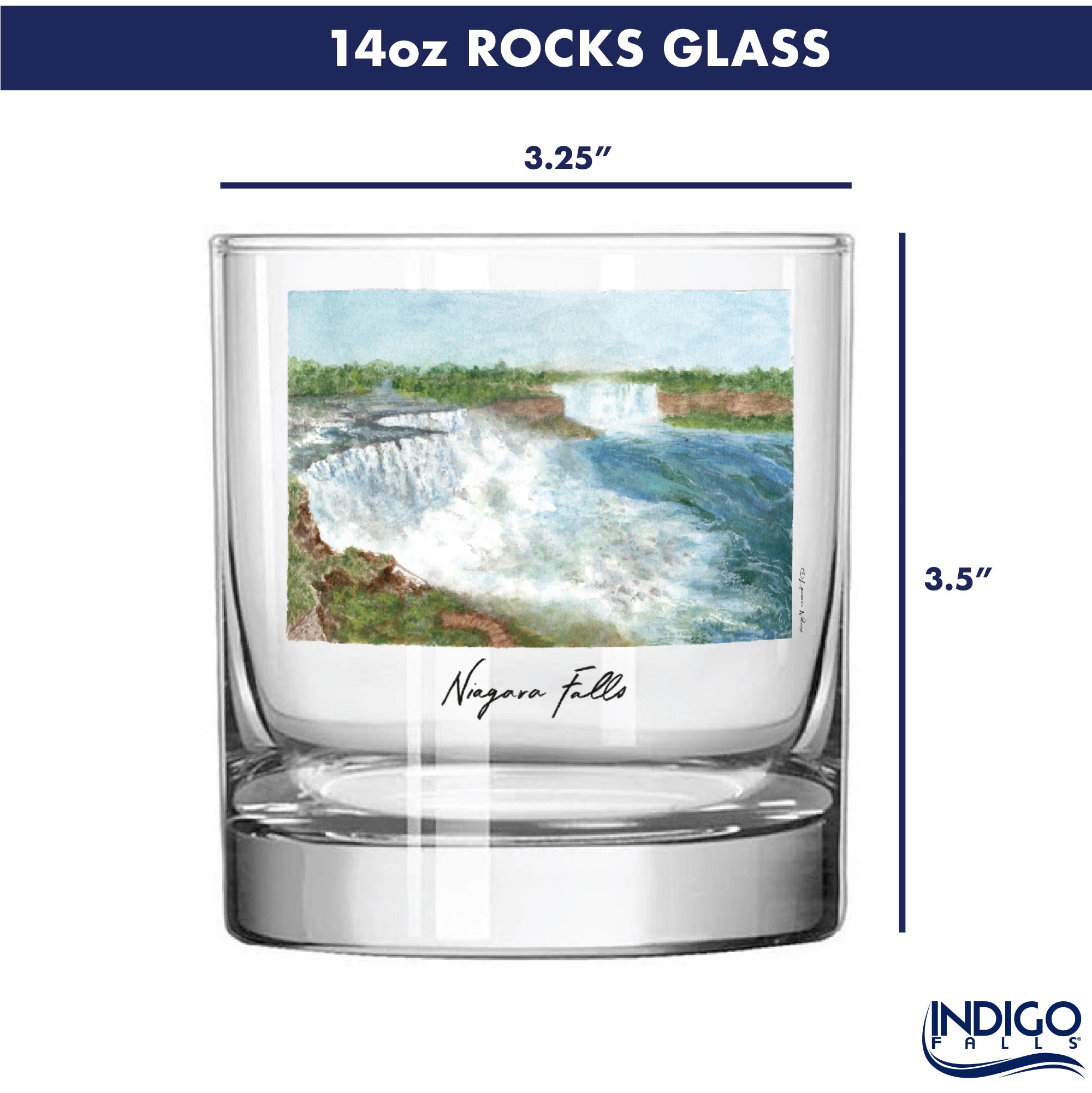 14oz Niagara Falls National Park 2-Pack Rock Glass Set by Laura Wilcox