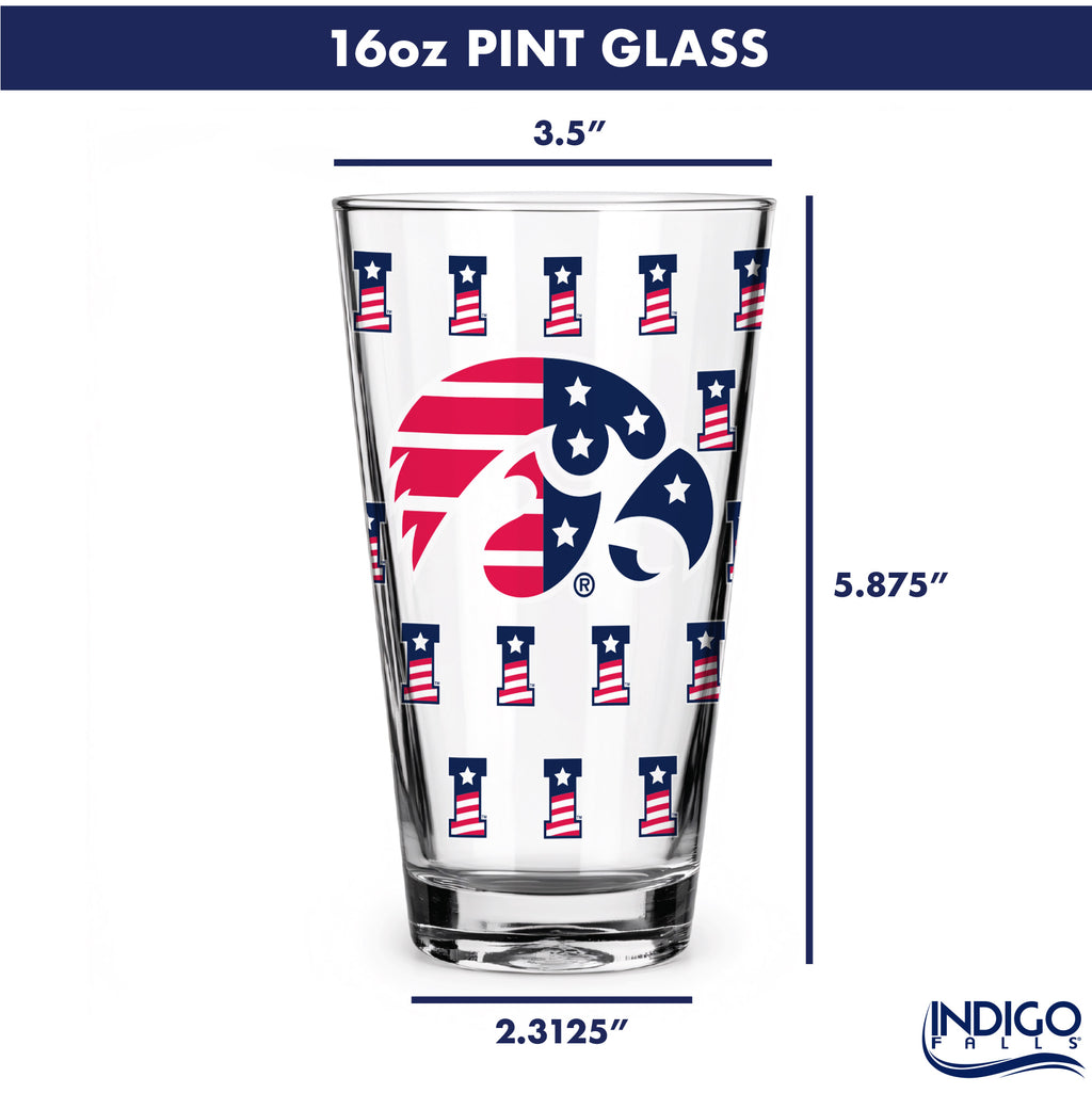Set of 2 Iowa Hawkeyes 16oz Americana Pints