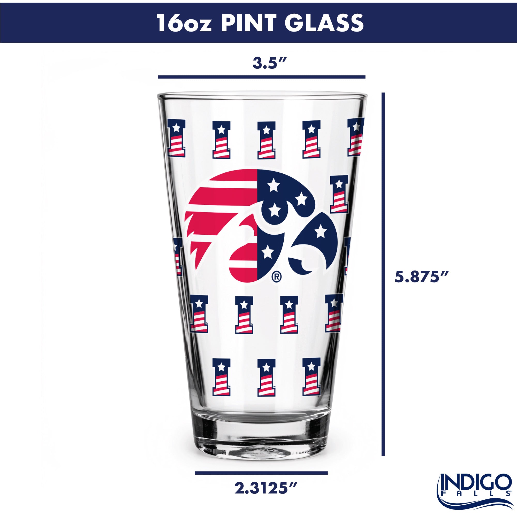 Set of 2 Iowa Hawkeyes 16oz Americana Pints