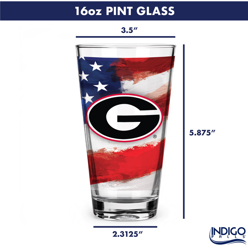 Set of 2 Georgia Bulldogs 16oz Americana Pints