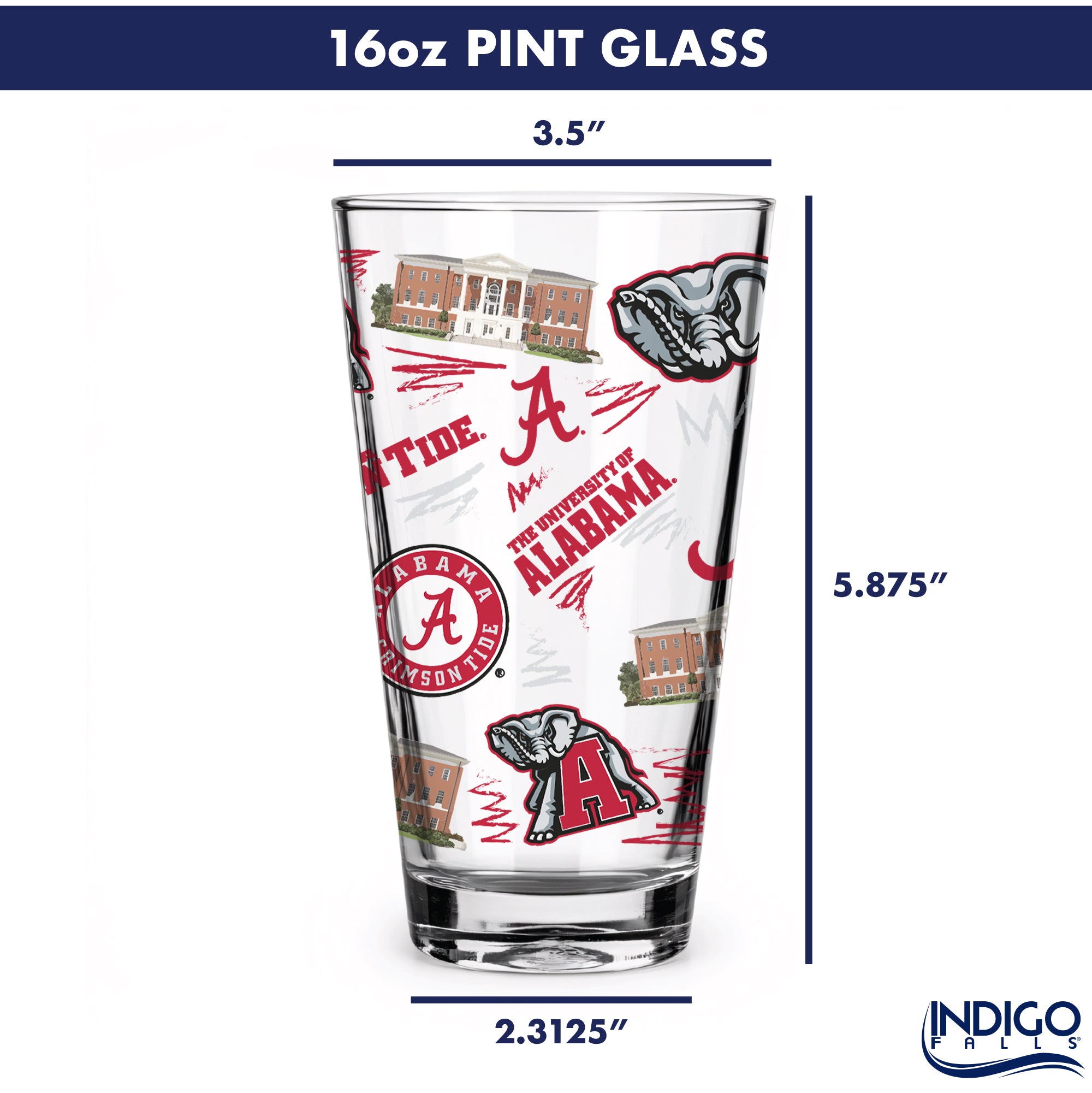 Set of 2 Alabama Crimson Tide Local 16oz Pints