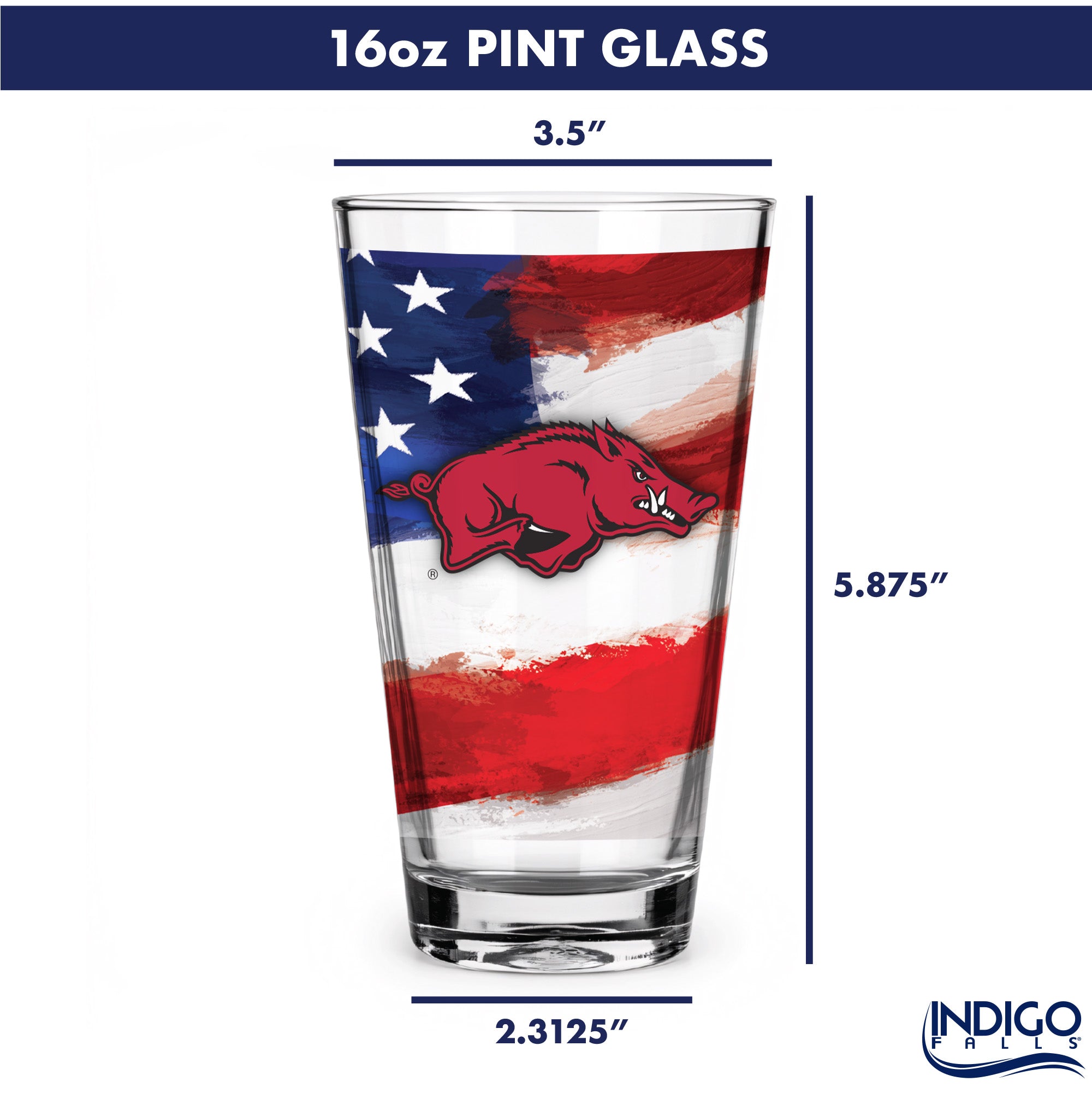 Set of 2 Arkansas Razorbacks 16oz Americana Pints