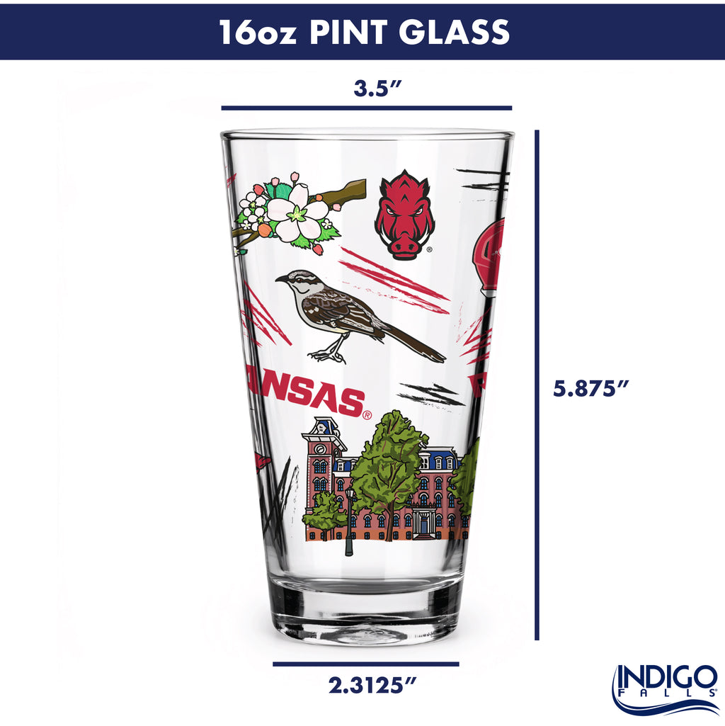 Set of 2 Arkansas Razorbacks Local 16oz Pints