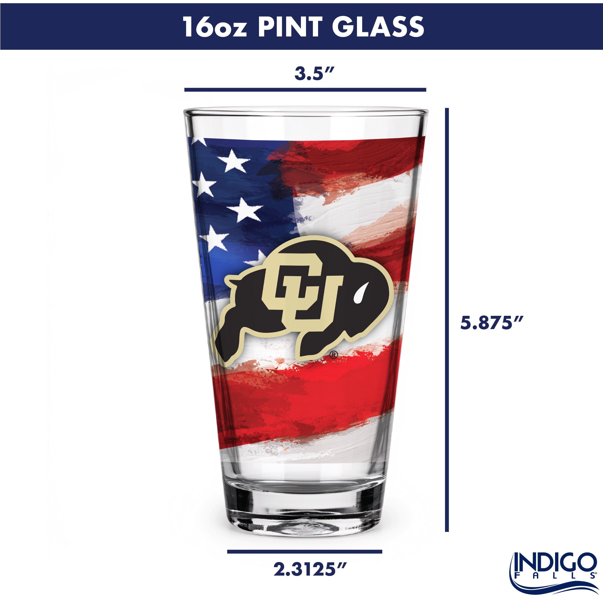 Set of 2 Colorado Buffaloes 16oz Americana Pints