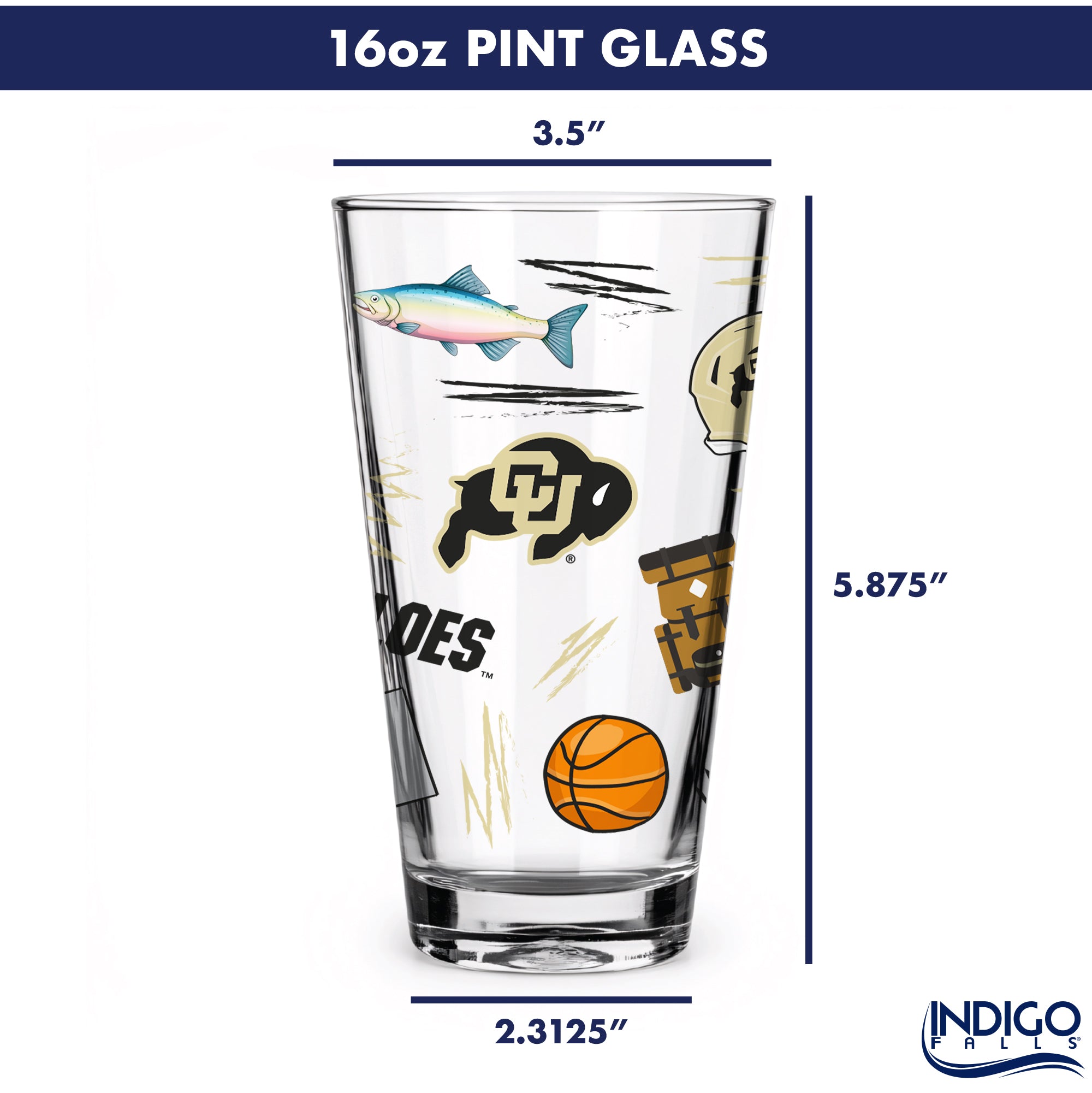 Set of 2 Colorado Buffaloes Local 16oz Pints