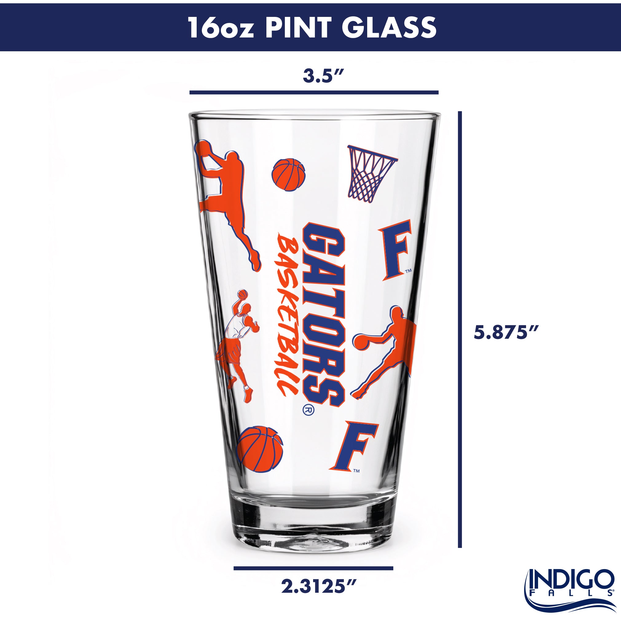 Set of 2 Florida Gators Basketball Sketch 16oz Pints