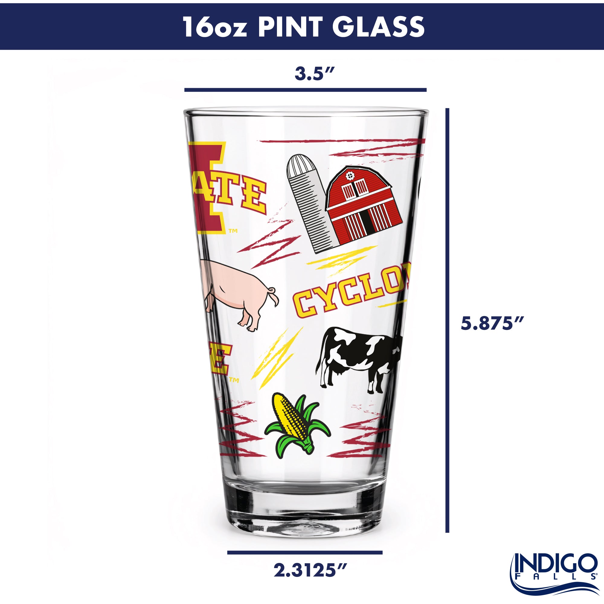 Set of 2 Iowa State Cyclones Local 16oz Pints