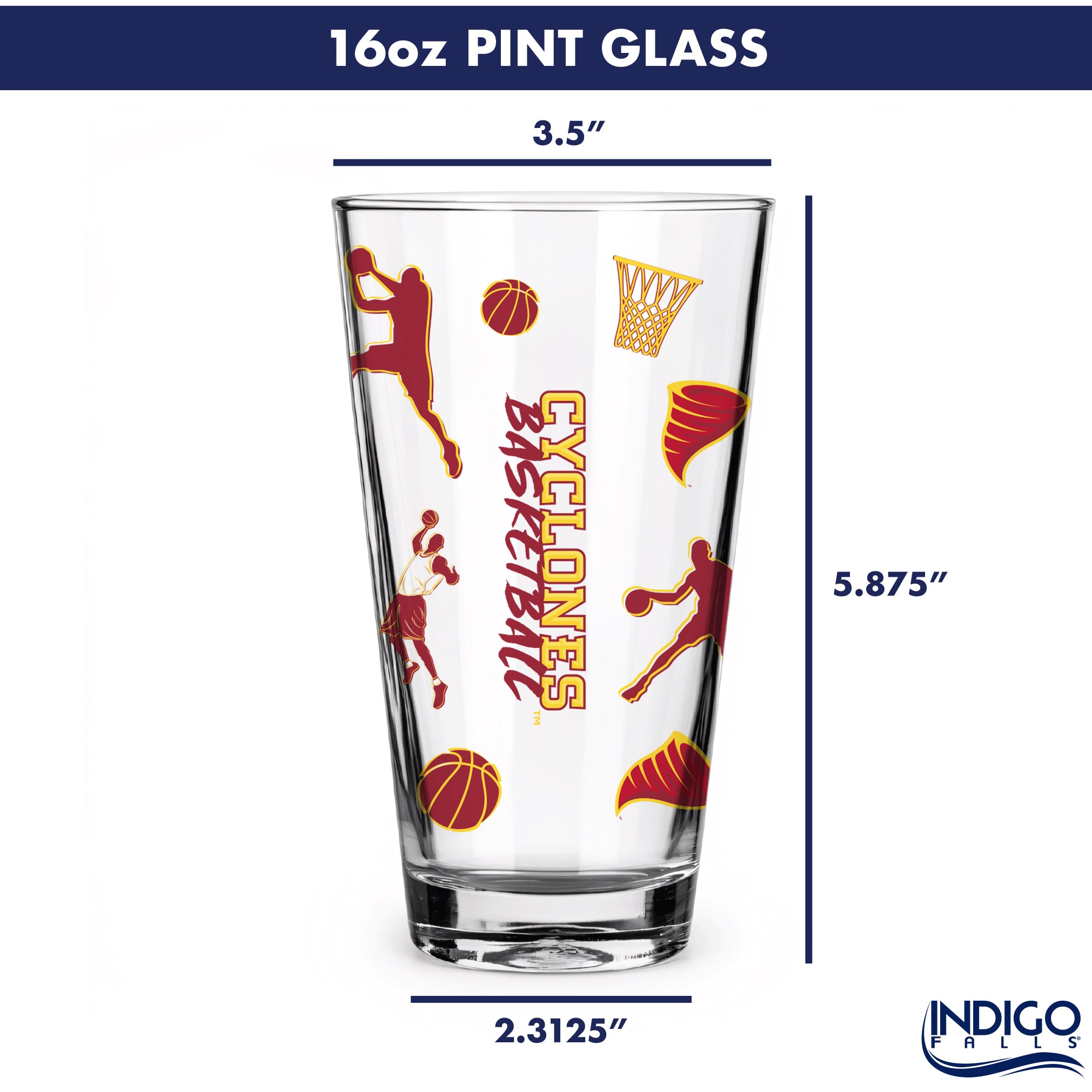 Set of 2 Iowa State Cyclones Basketball Sketch 16oz Pints