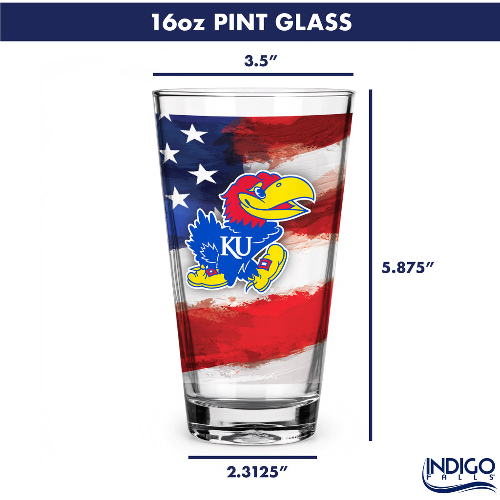 Set of 2 Kansas Jayhawks 16oz Americana Pints