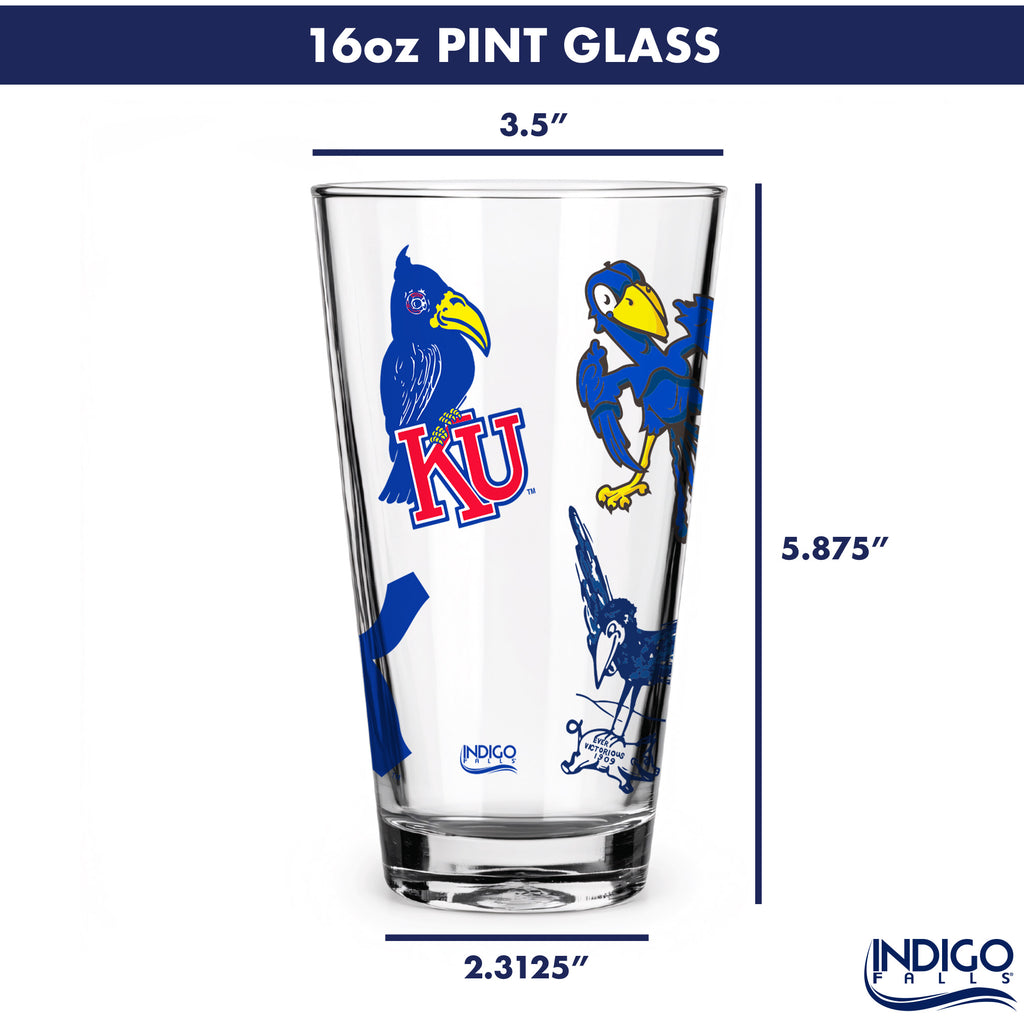 16oz Kansas Jayhawks College Vault Medley Pint 2 Pack