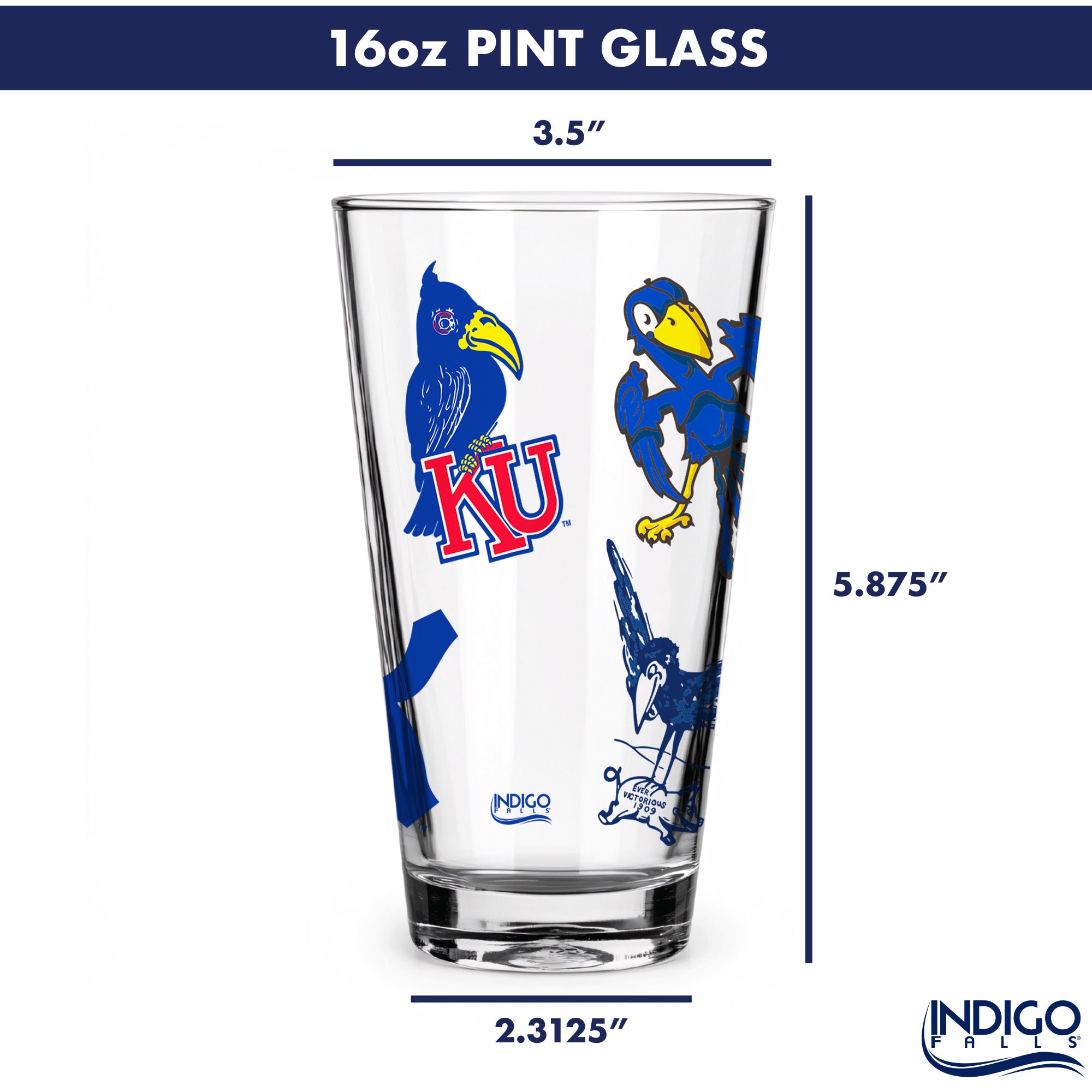 16oz Kansas Jayhawks College Vault Medley Pint 2 Pack