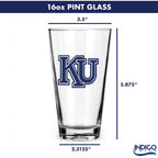Set of 2 Kansas Jayhawks College Vault Sketch 16oz Pints