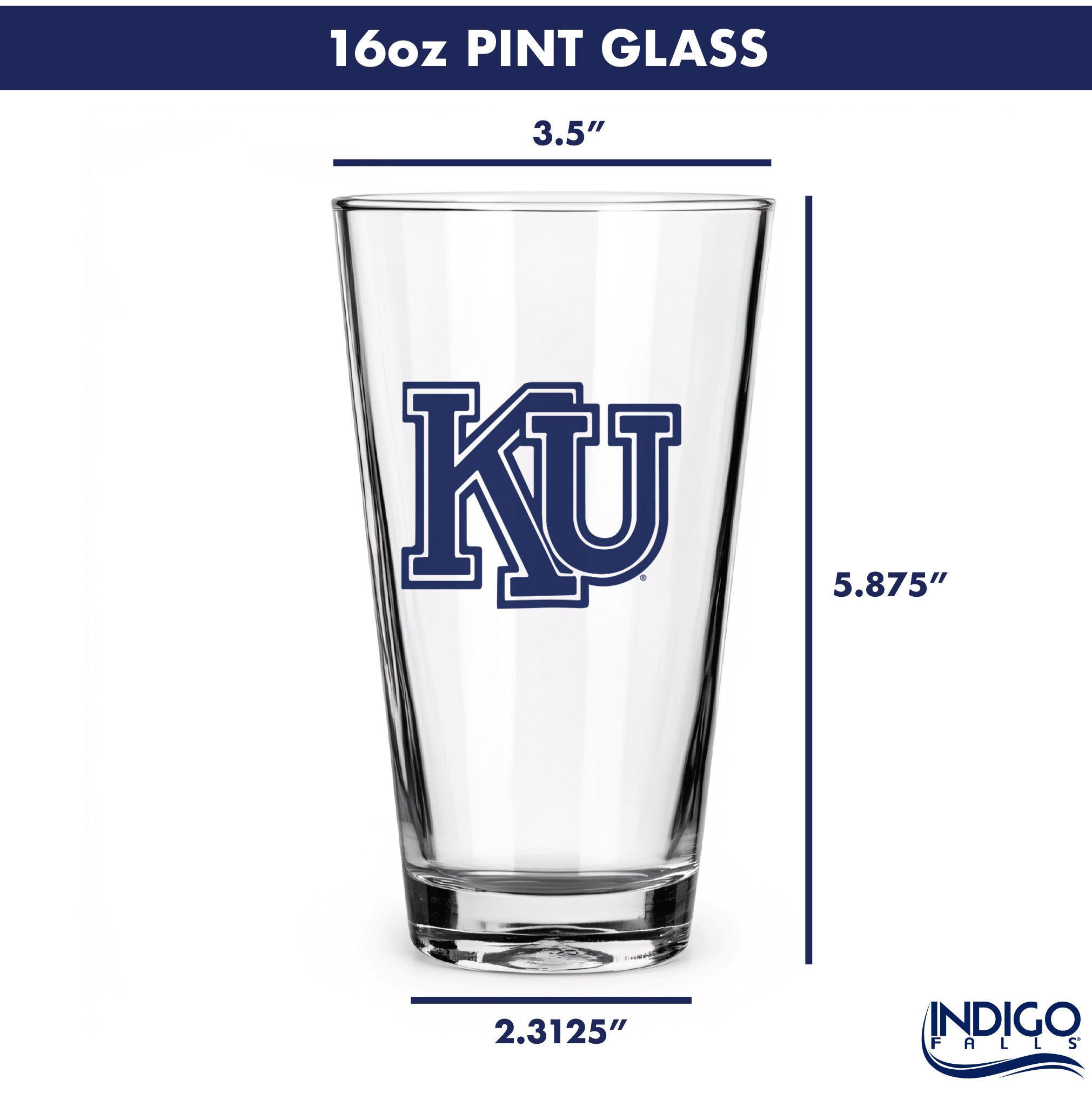 Set of 2 Kansas Jayhawks College Vault Sketch 16oz Pints
