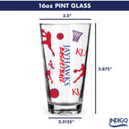 Set of 2 Kansas Jayhawks Basketball Sketch 16oz Pints
