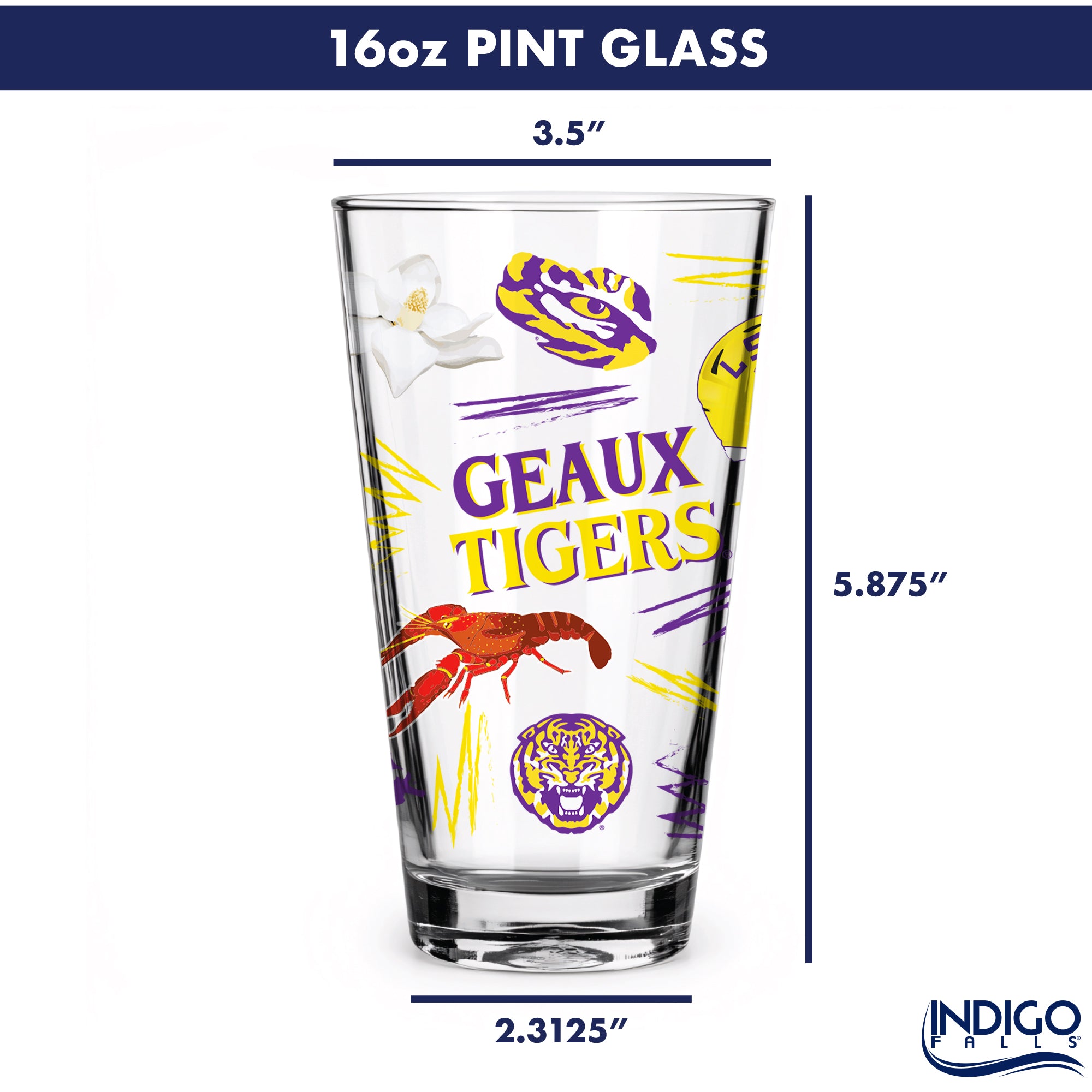 Set of 2 LSU Tigers Local 16oz Pints