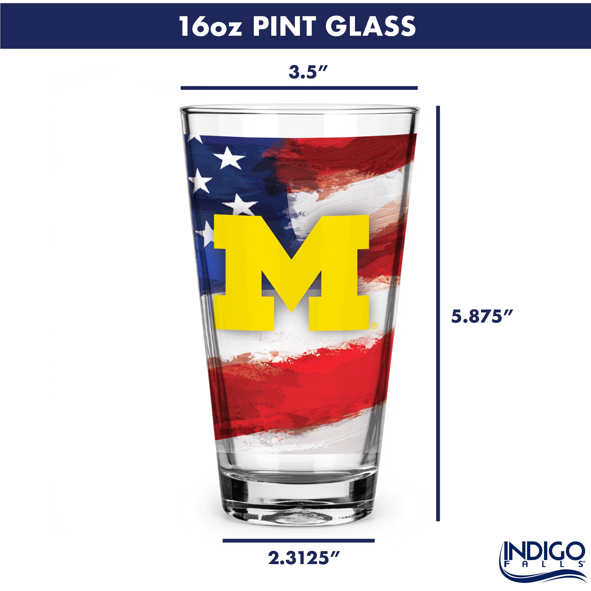 Set of 2 Michigan Wolverines 16oz Americana Pints
