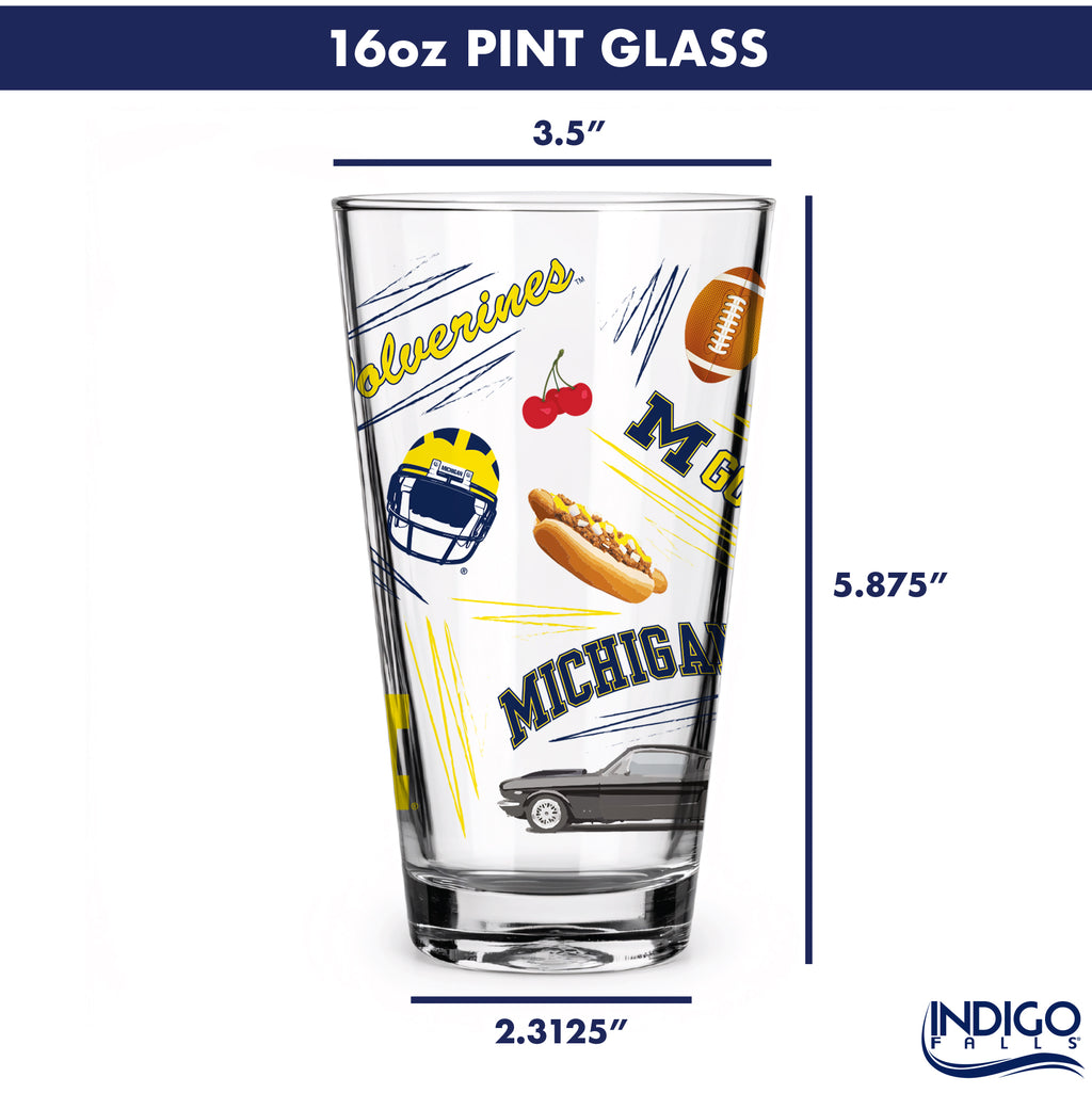 Set of 2 Michigan Wolverines Local 16oz Pints