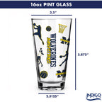 Set of 2 Michigan Wolverines Basketball Sketch 16oz Pints