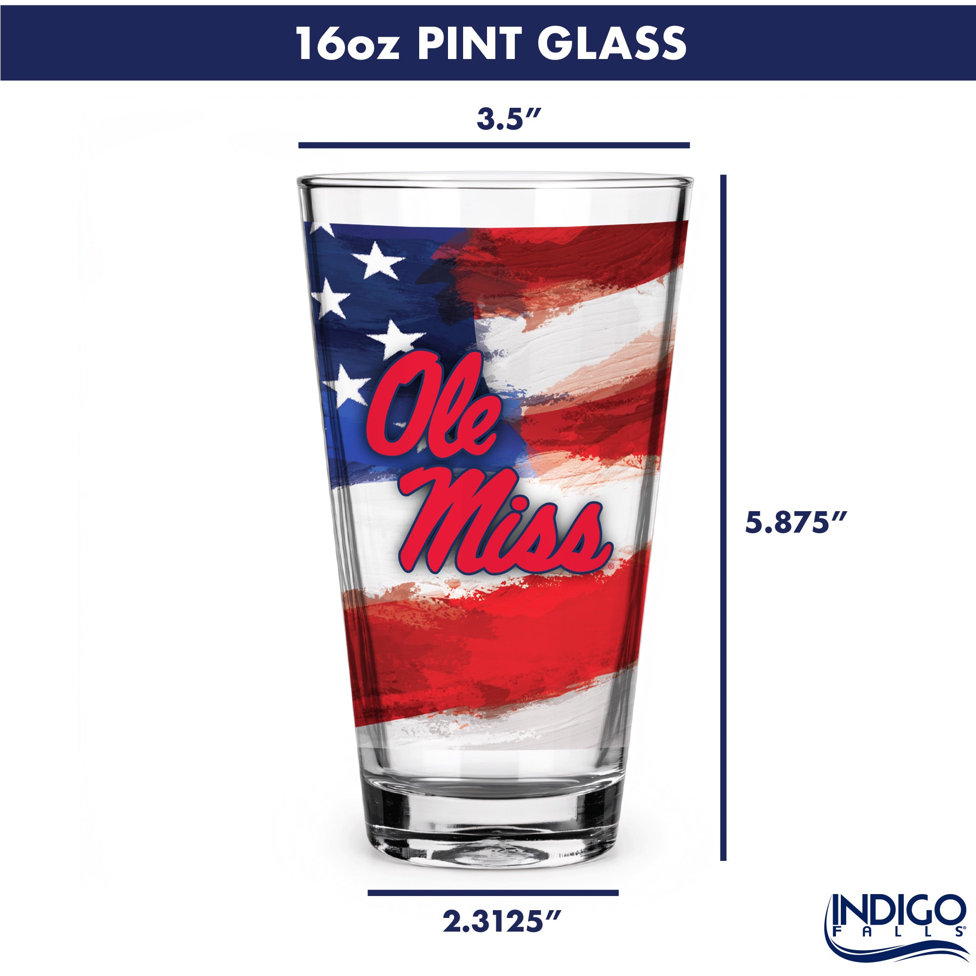 Set of 2 Ole Miss Rebels 16oz Americana Pints