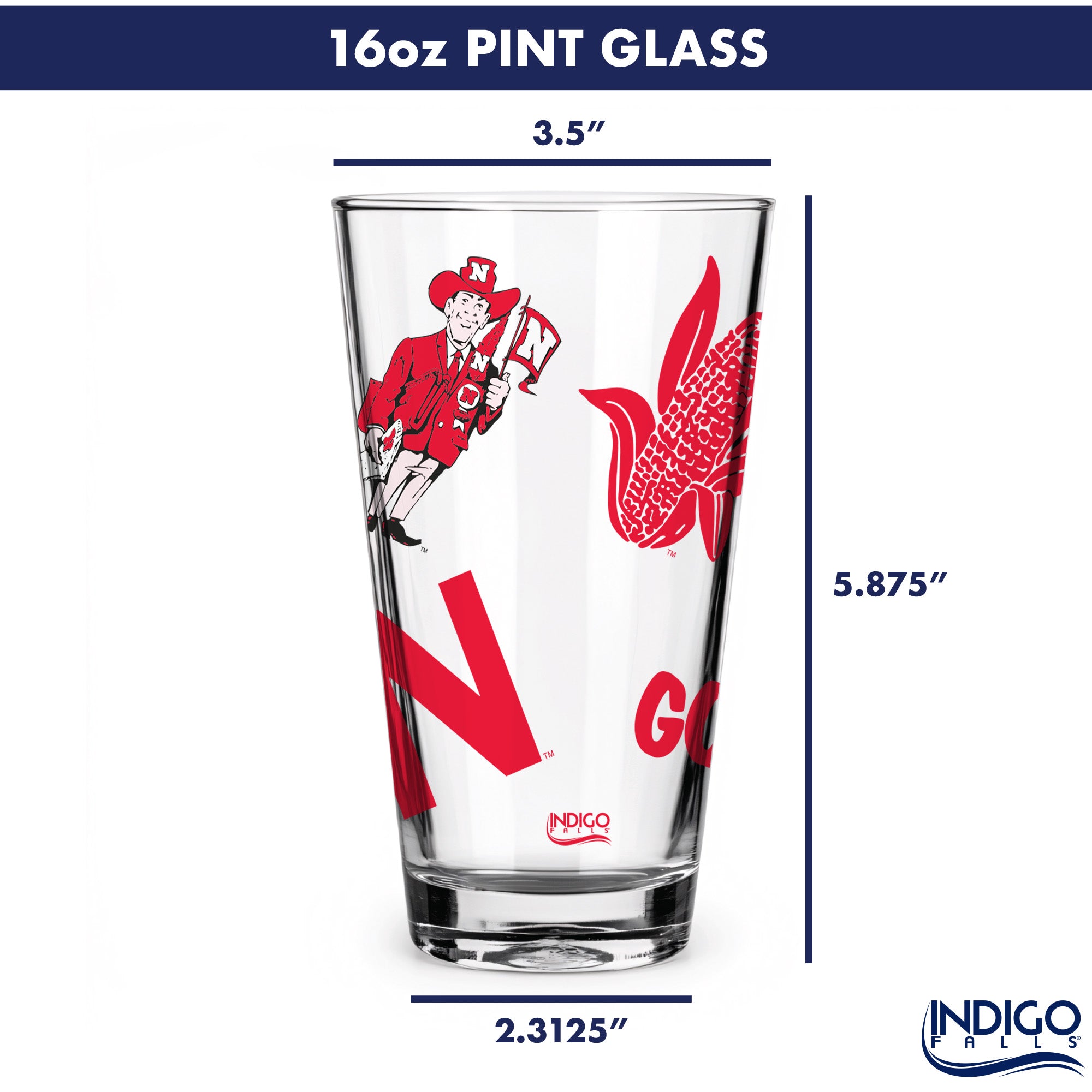 16oz Nebraska Cornhuskers College Vault Medley Pint 2 Pack