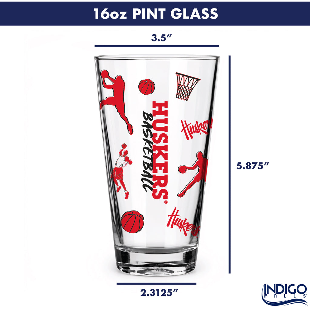 Set of 2 Nebraska Cornhuskers Basketball Sketch 16oz Pints