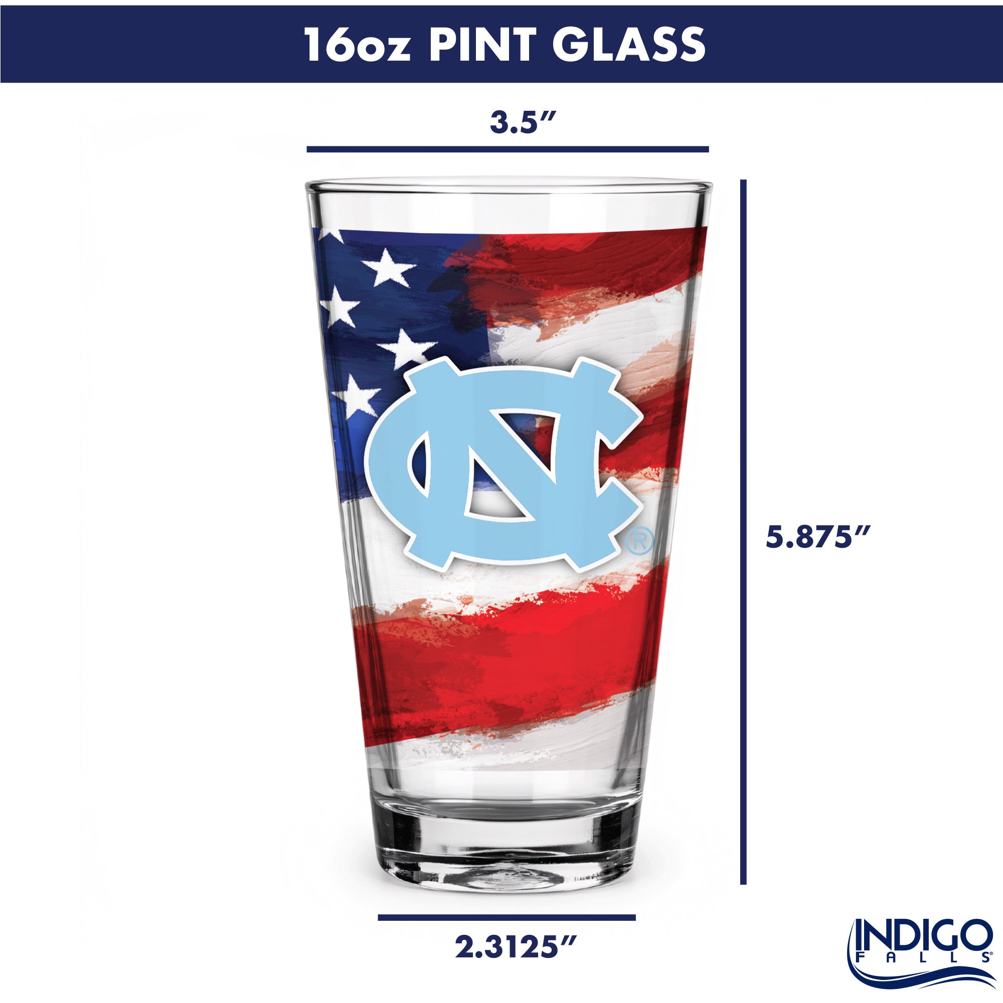 Set of 2 North Carolina Tar Heels 16oz Americana Pints