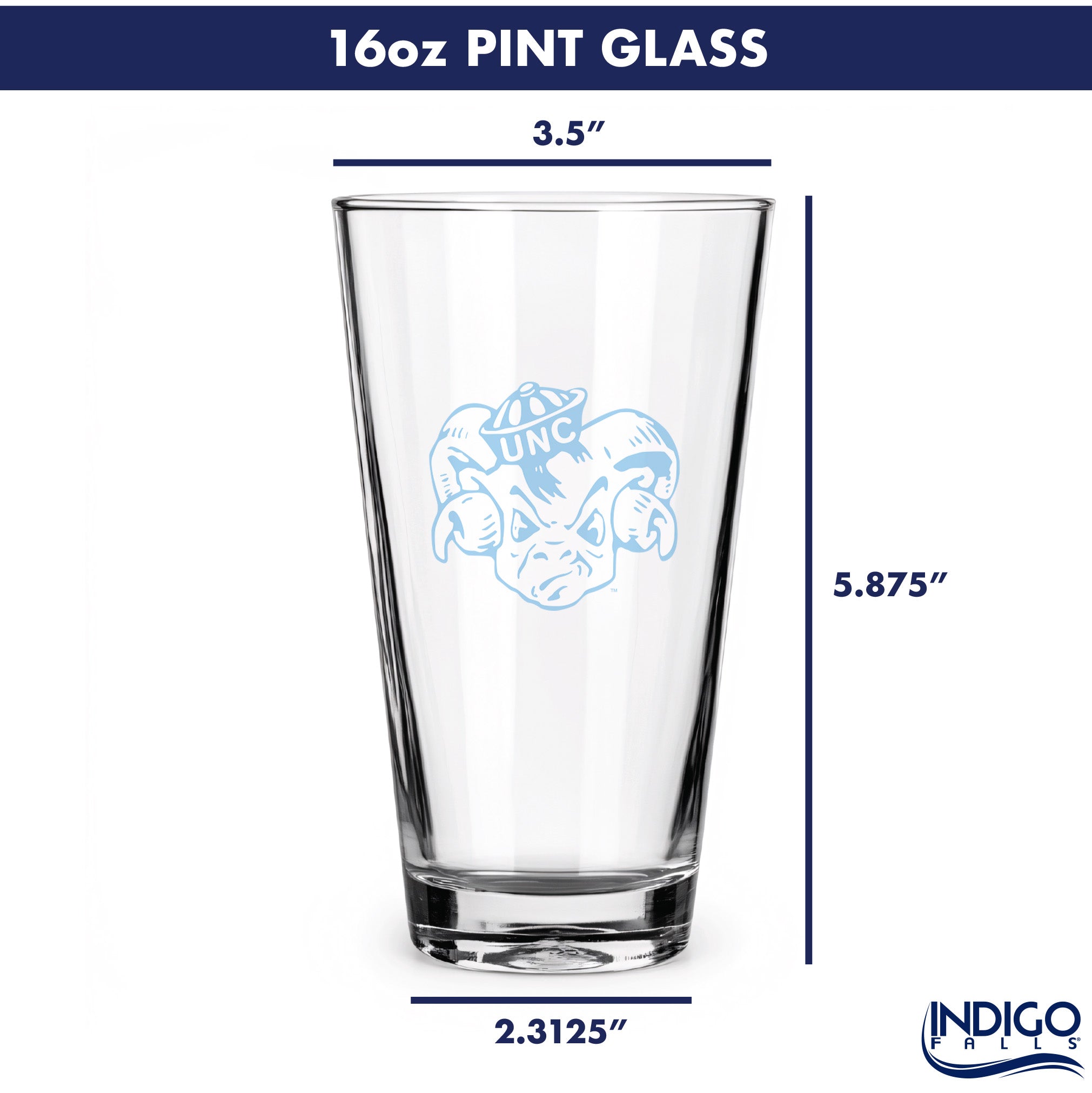 Set of 2 North Carolina Tar Heels College Vault Sketch 16oz Pints