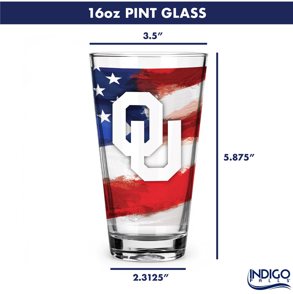 Set of 2 Oklahoma Sooners 16oz Americana Pints