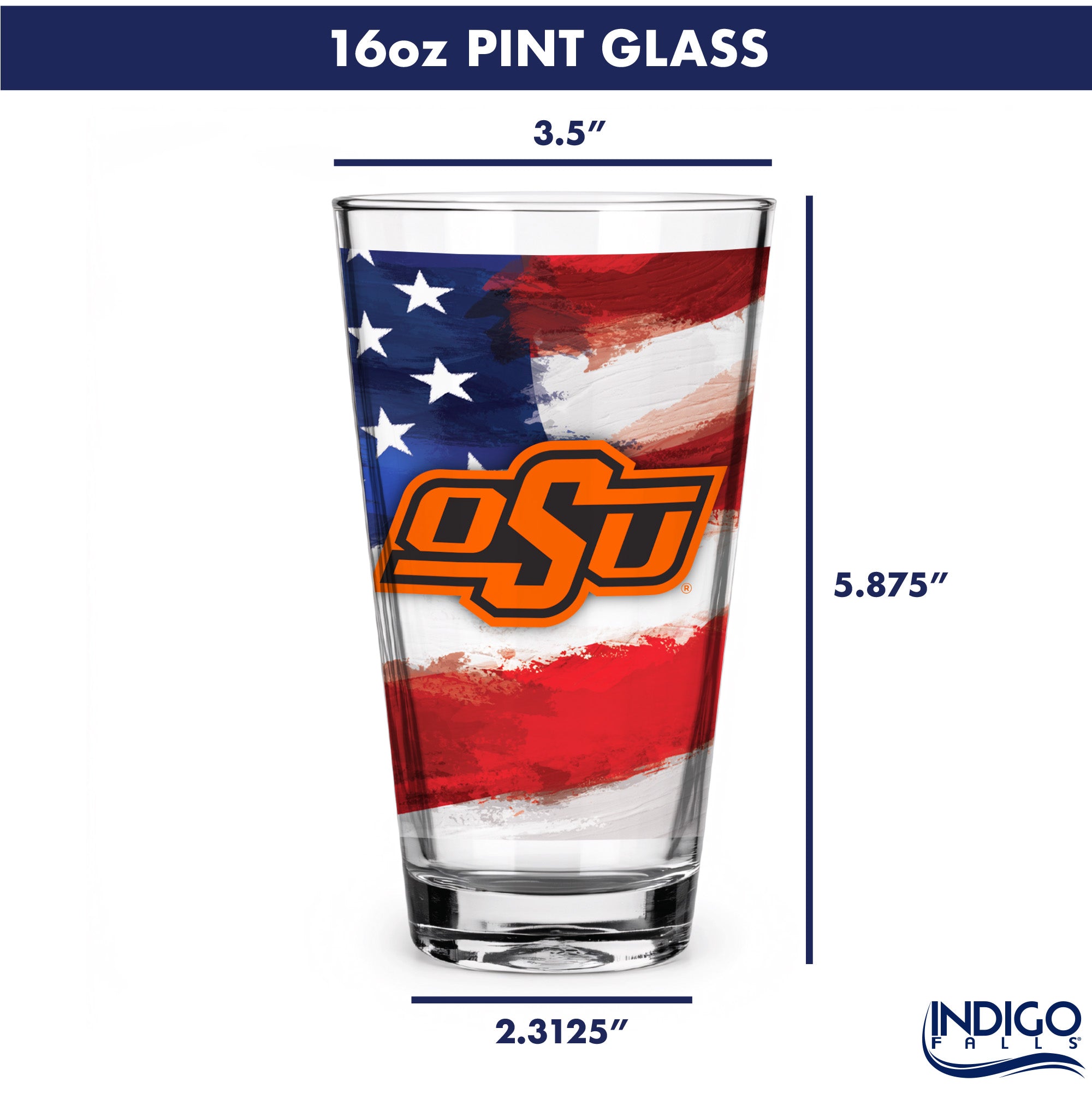 Set of 2 Oklahoma State Cowboys 16oz Americana Pints
