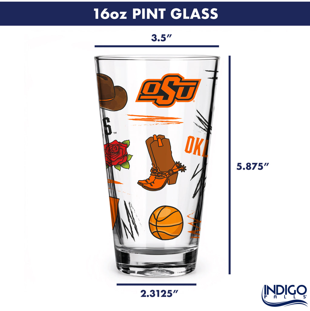 Set of 2 Oklahoma State Cowboys Local 16oz Pints