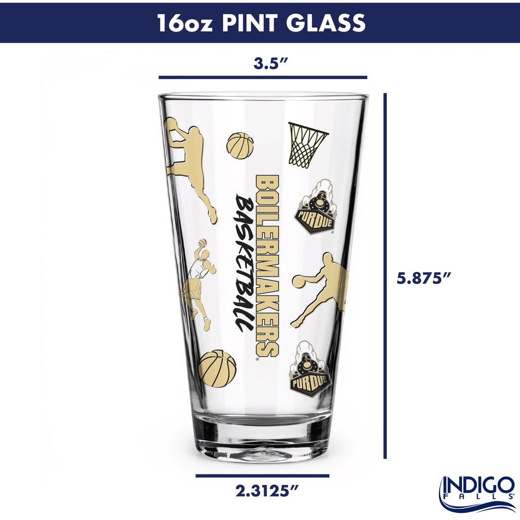 Set of 2 Purdue Boilermakers Basketball Sketch 16oz Pints