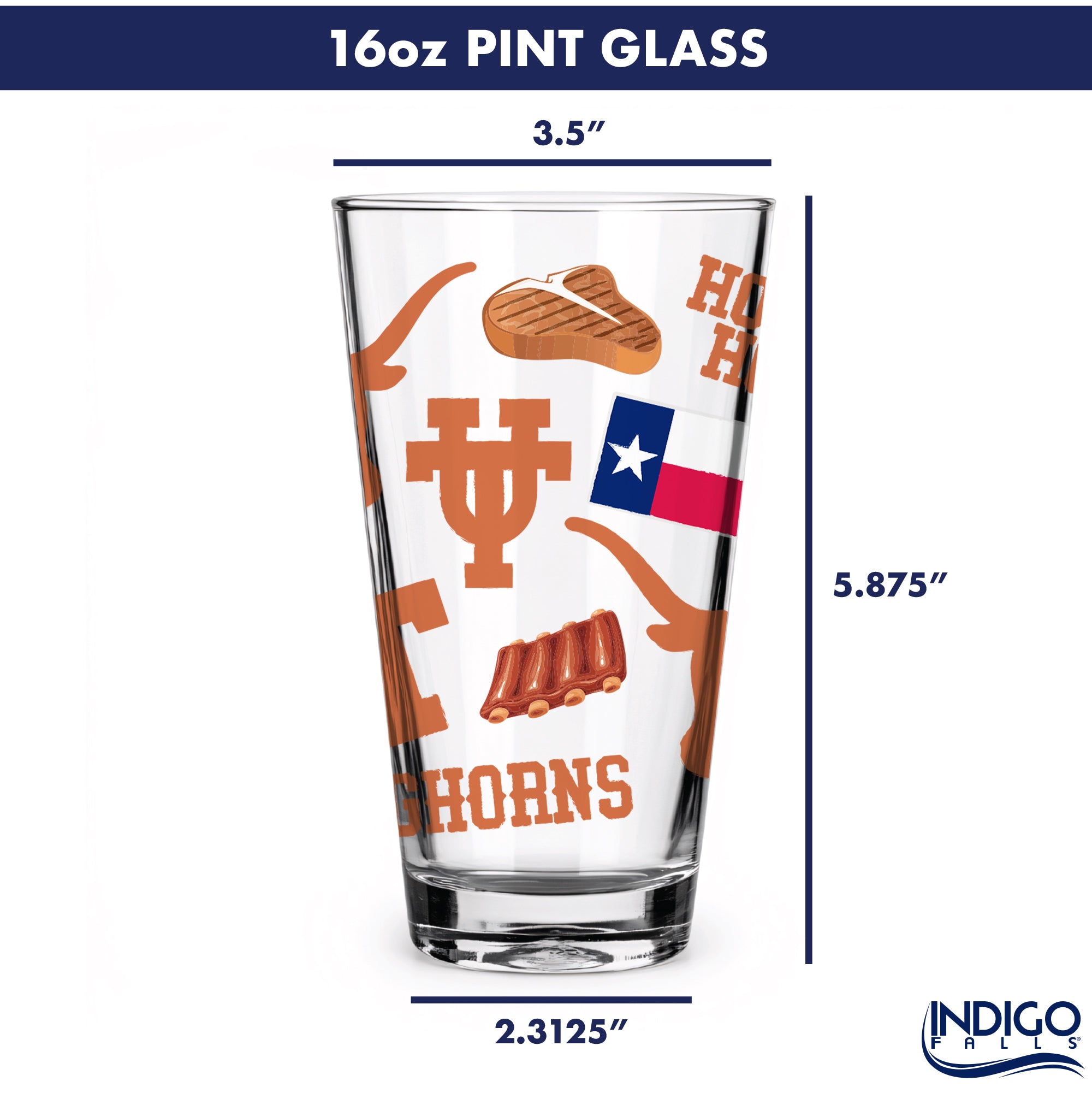 Set of 2 Texas Longhorns Local 16oz Pints