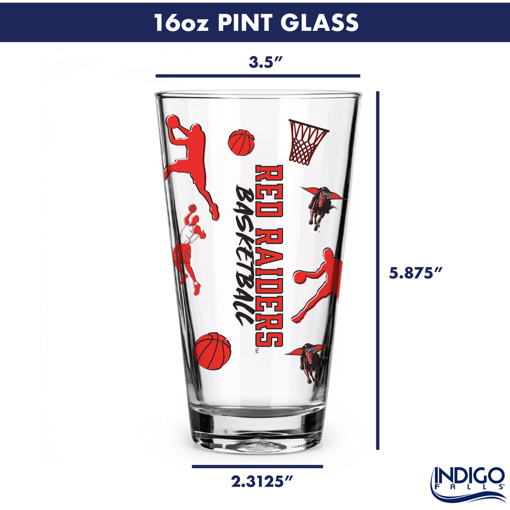 Set of 2 Texas Tech Red Raiders Basketball Sketch 16oz Pints