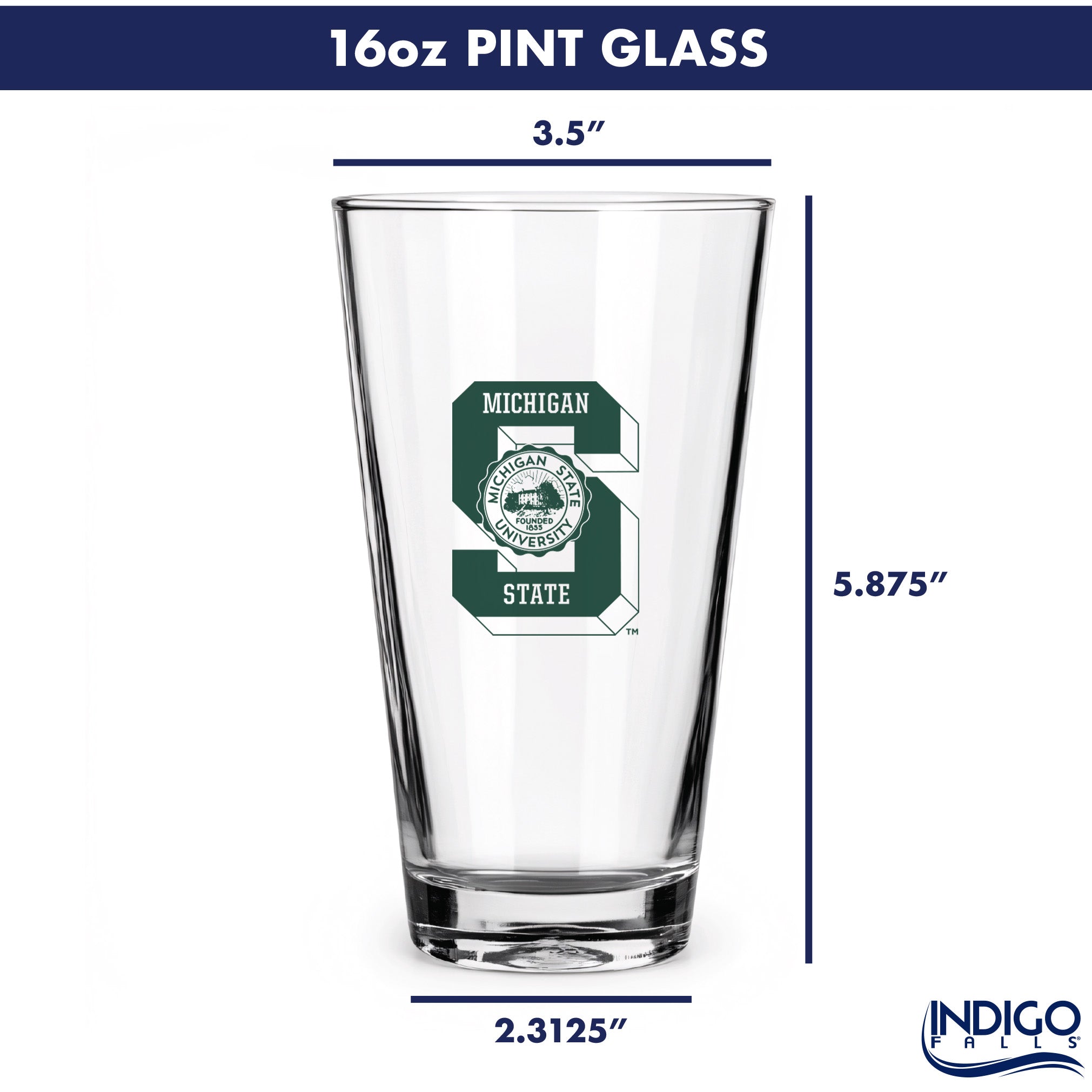 Set of 2 Michigan State Spartans College Vault Sketch 16oz Pints