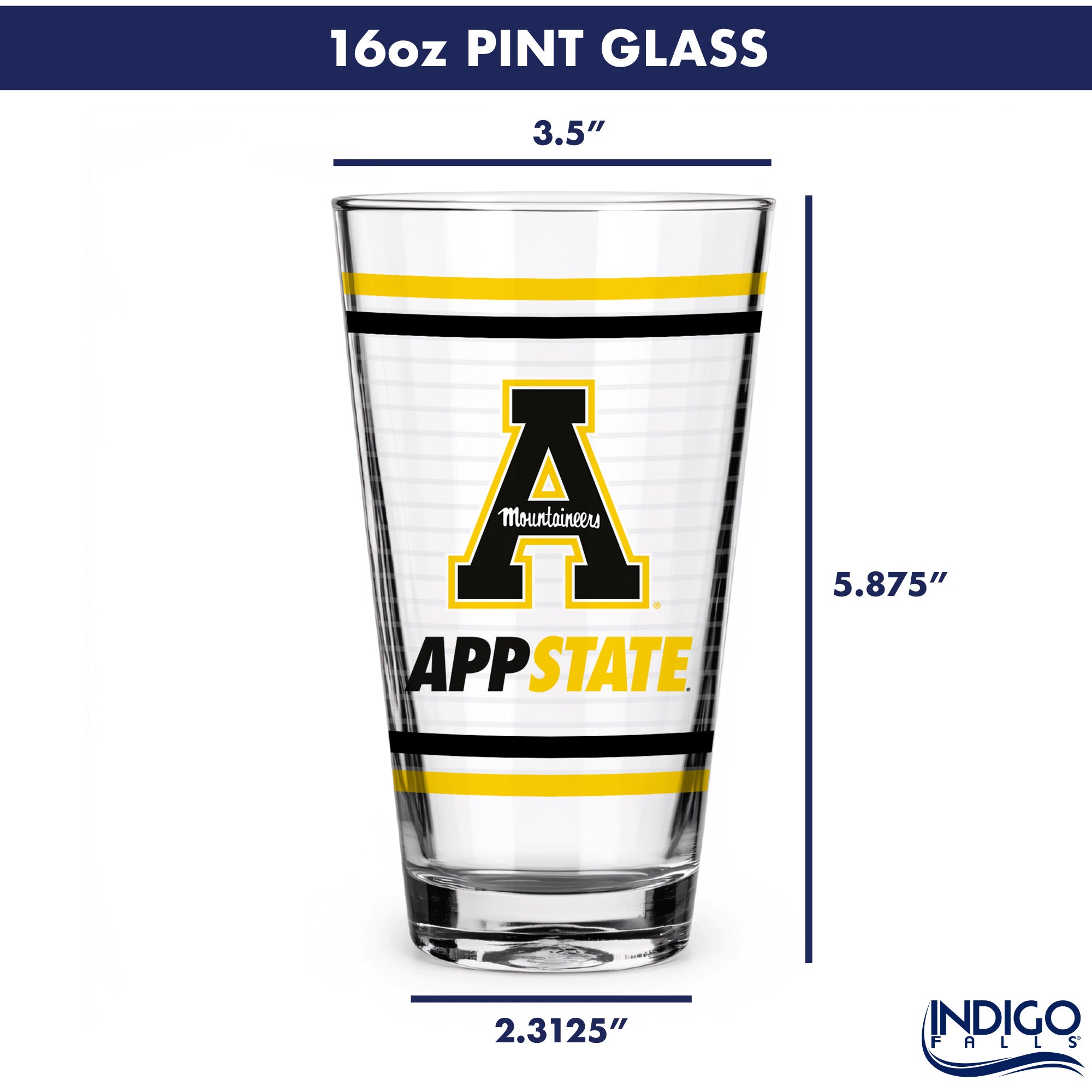 Set of 2 App State Mountaineers 16oz Ring Pints
