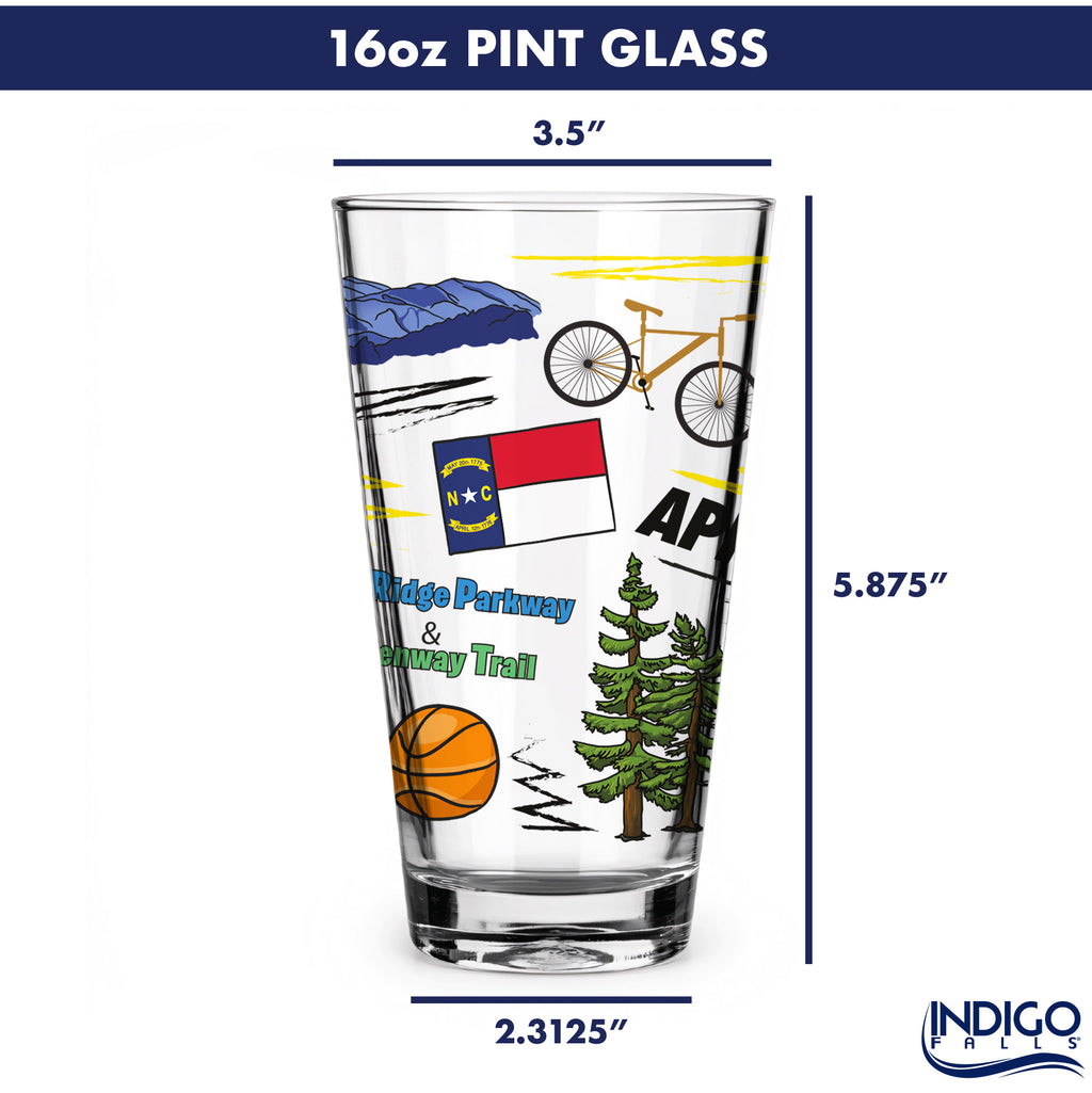 Set of 2 App State Mountaineers Local 16oz Pints