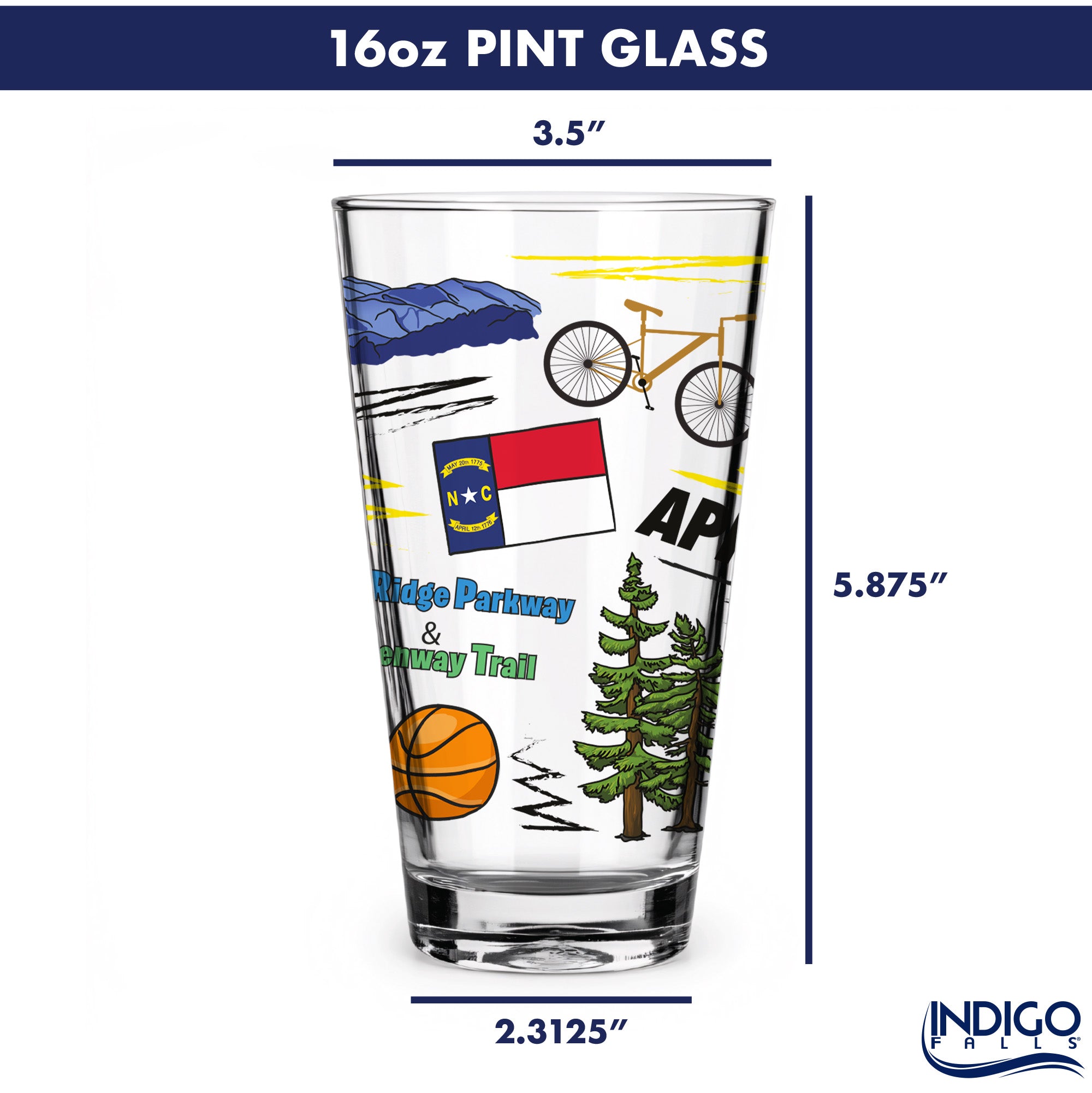 Set of 2 App State Mountaineers Local 16oz Pints