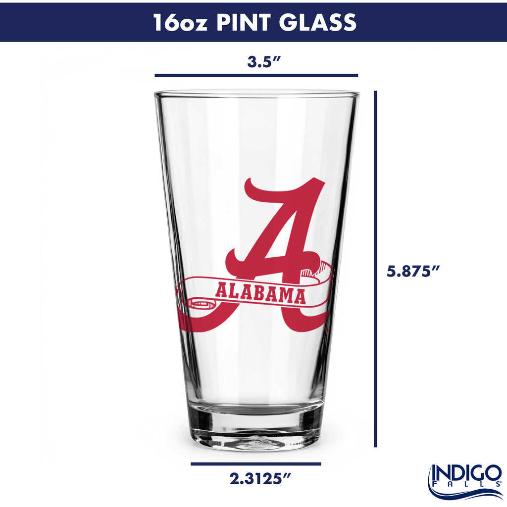 Set of 2 Alabama Crimson Tide College Vault Sketch 16oz Pints