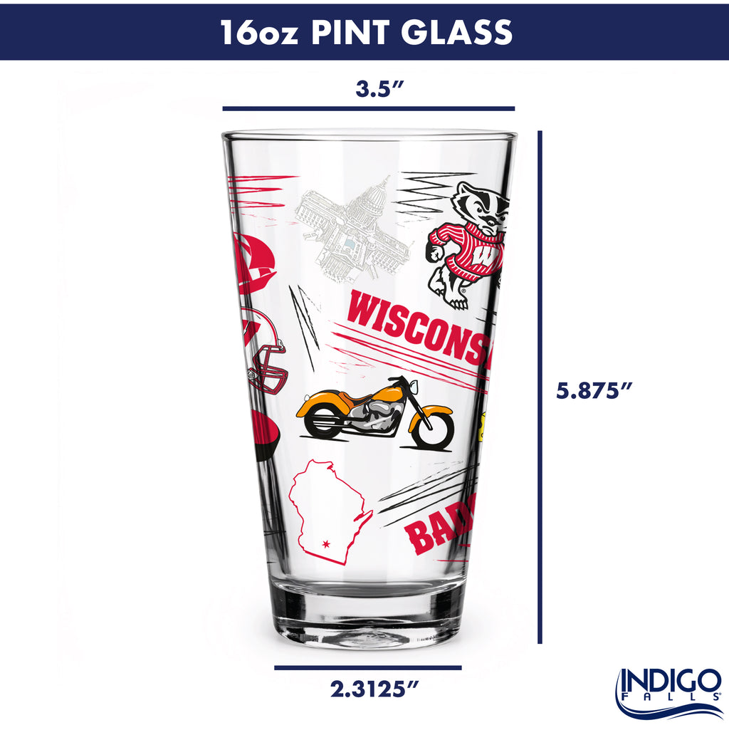 Set of 2 Wisconsin Badgers Local 16oz Pints