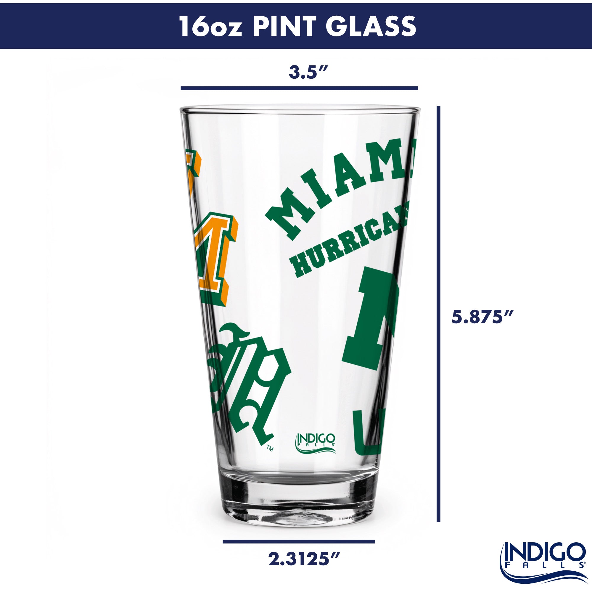 16oz Miami Hurricanes College Vault Medley Pint 2 Pack