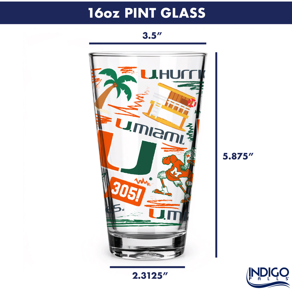 Set of 2 Miami Hurricanes Local 16oz Pints