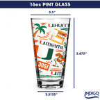 Set of 2 Miami Hurricanes Local 16oz Pints