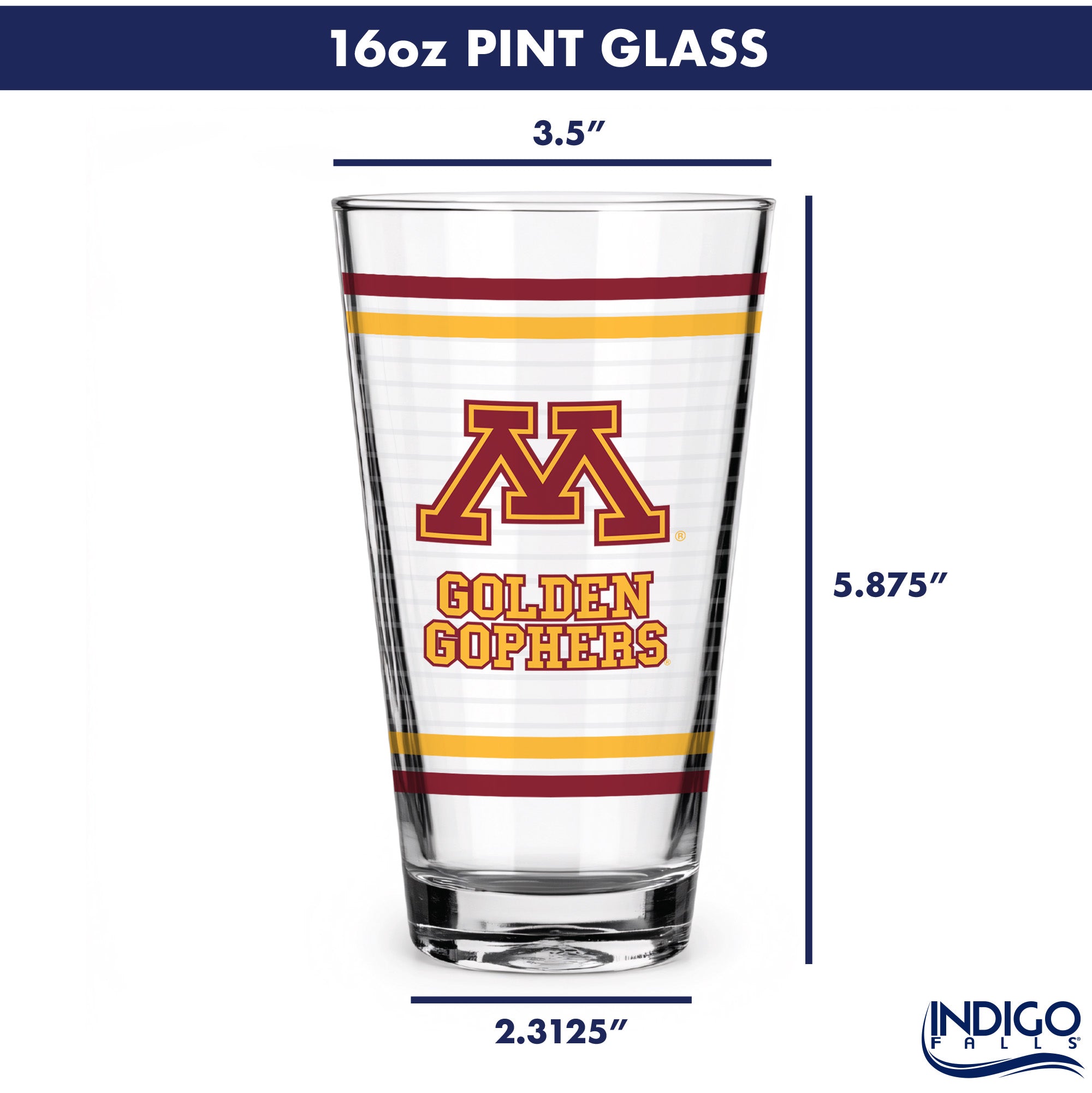 Set of 2 Minnesota Golden Gophers 16oz Ring Pints