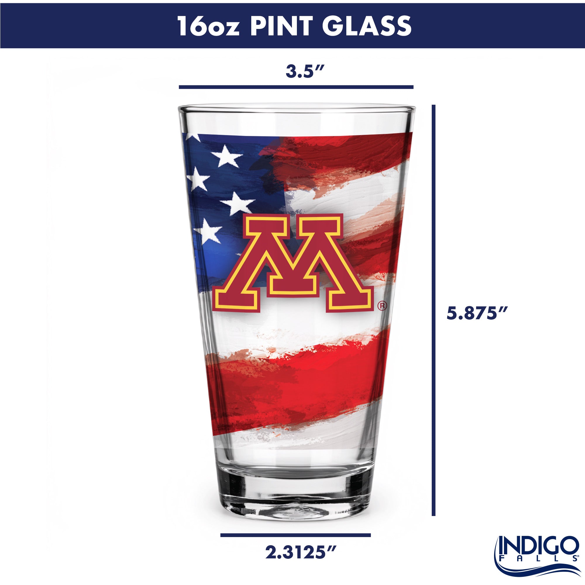 Set of 2 Minnesota Golden Gophers 16oz Americana Pints