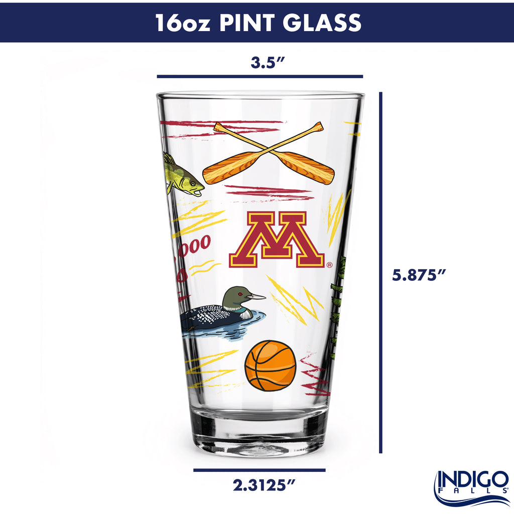Set of 2 Minnesota Golden Gophers Local 16oz Pints