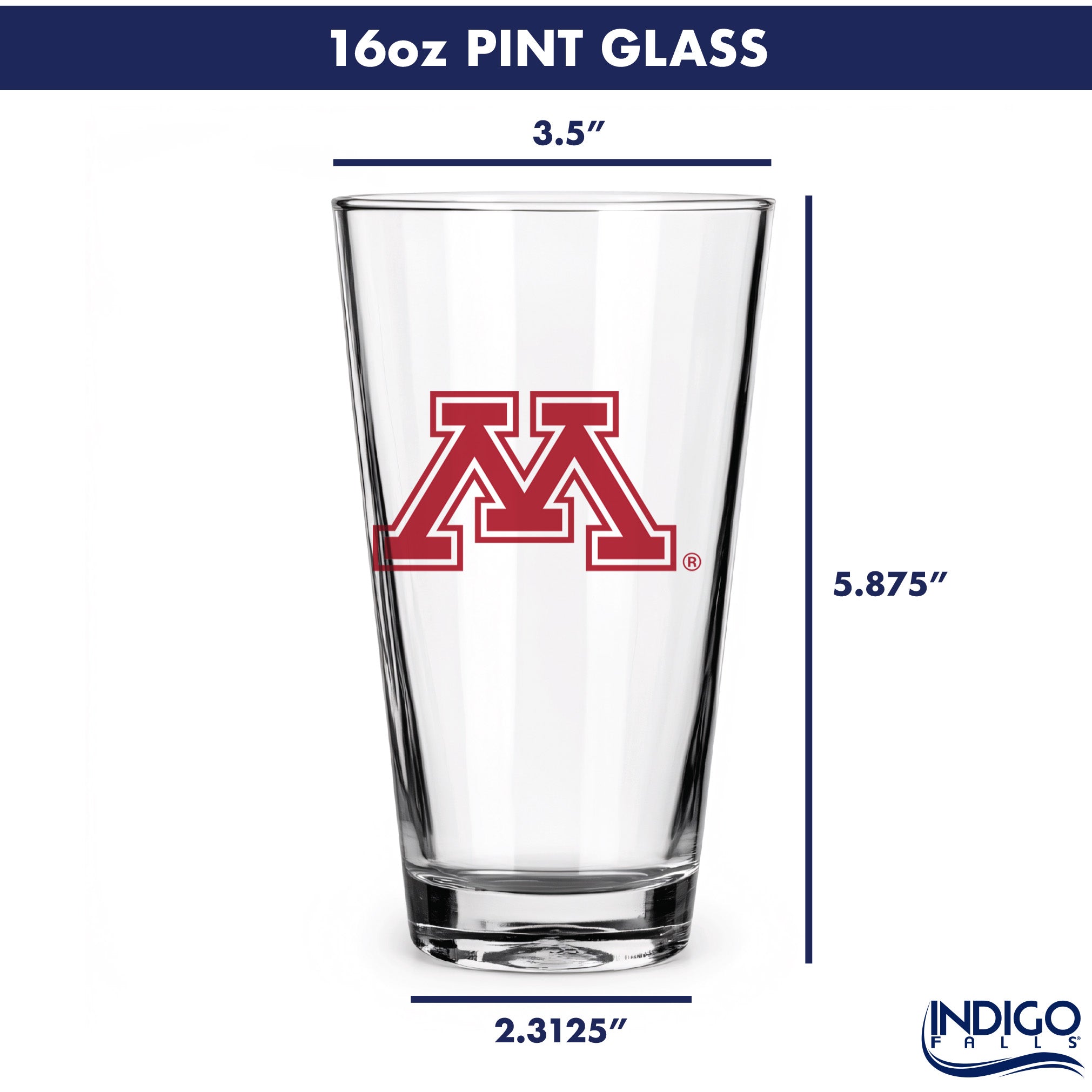 Set of 2 Minnesota Golden Gophers College Vault Sketch 16oz Pints