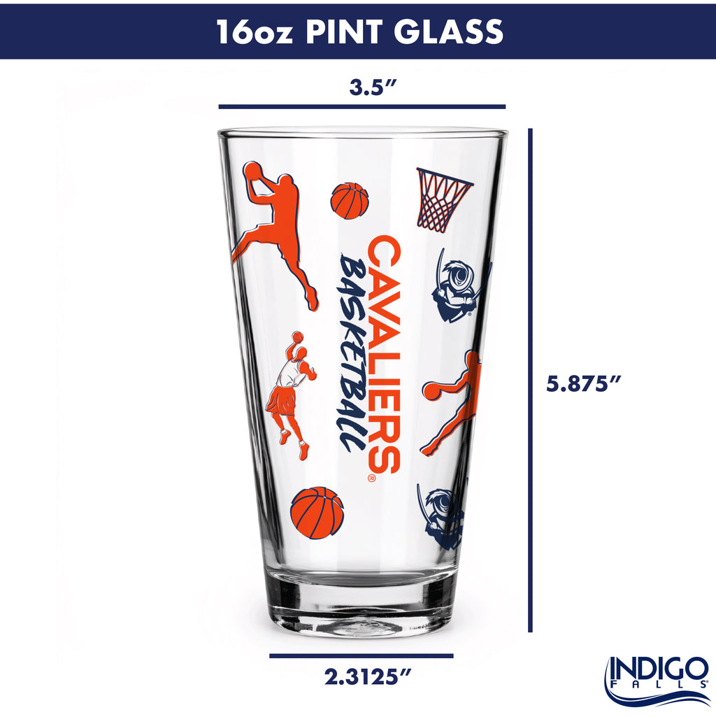 Set of 2 Virginia Cavaliers Basketball Sketch 16oz Pints
