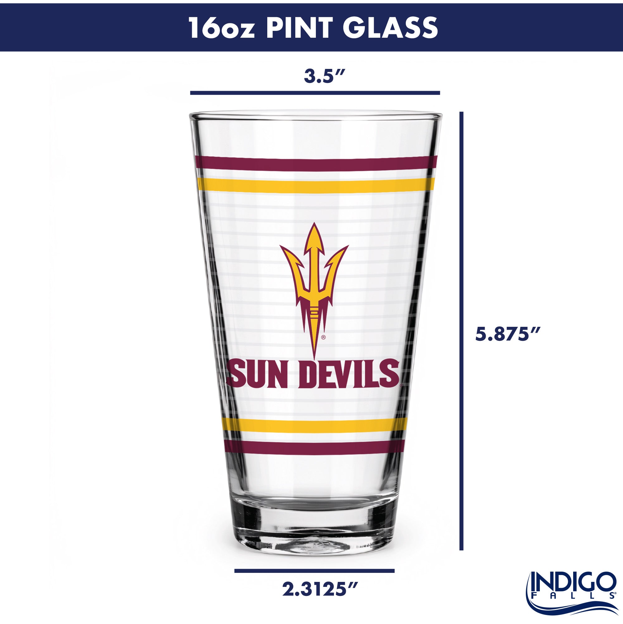 Set of 2 Arizona State Sun Devils 16oz Ring Pints