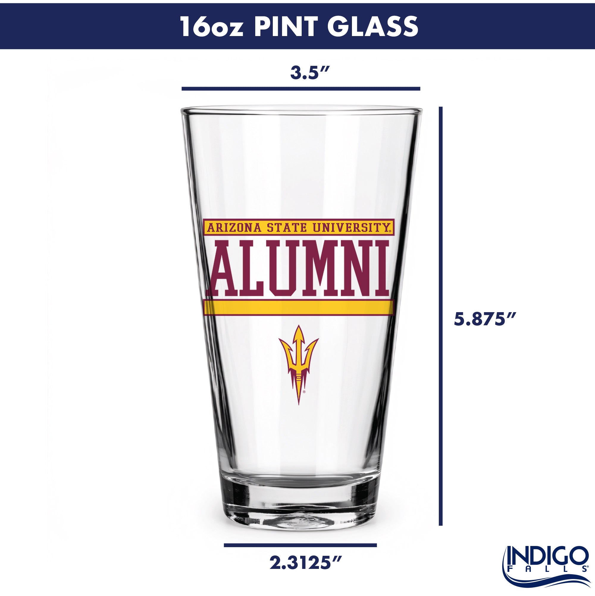 Set of 2 Arizona State Sun Devils 16oz XD Alumni Pints